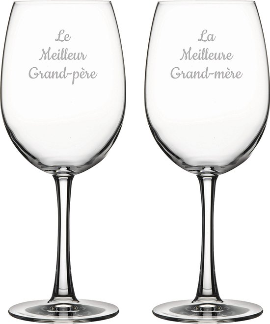 Verre à vin rouge gravé - 58cl - Le Meilleur Grand-père & La Meilleure Grand-mère  | bol