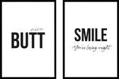 Poster Nice Butt en Smile - WC Posters - Exclusief lijsten - 21x30 cm - A4 - WALLLL