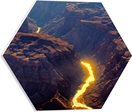 PVC Schuimplaat Hexagon - Bergen in Grand Canyon Park - 40x34.8 cm Foto op Hexagon (Met Ophangsysteem)