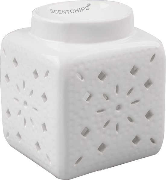 Scentchips® Vierkant Cut Out Patern Wit waxbrander geurbrander