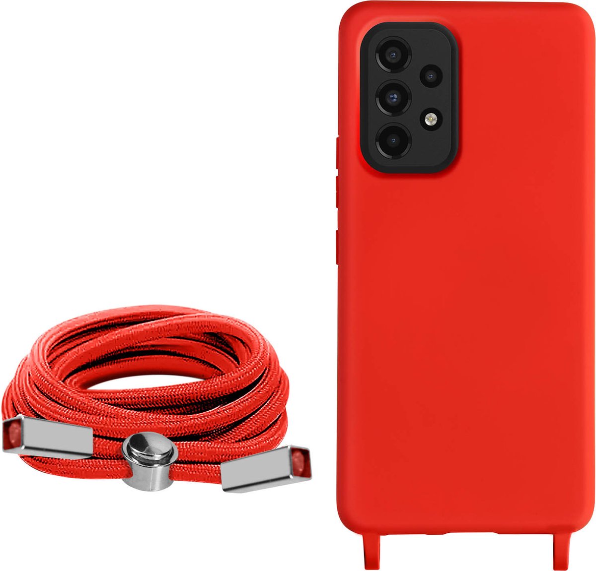 Geschikt voor Samsung Galaxy A33 5G Koord Hoesje Semi-rigide Nekkoord 80cm rood
