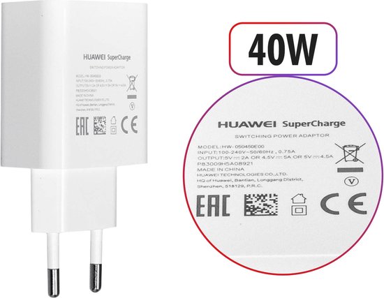 Adaptateur USB-C universel Huawei CP84 + câble de données - SuperCharge  (Max 22,5 W) -... | bol