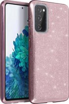 Geschikt voor Samsung Galaxy S20 FE Ring-Hoesje Bi-materiaal Video-steun Roze