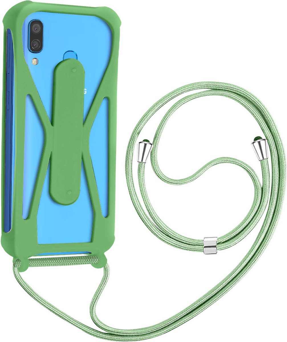 Universele Smartphone Lanyard Siliconen Bumper Hoeken Ondersteuning Lichtgroen