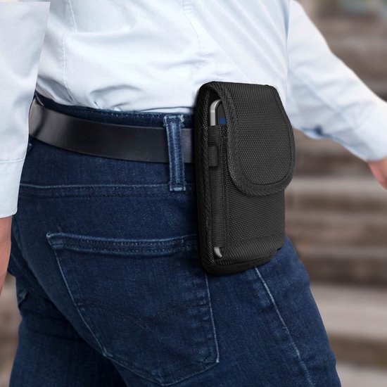 Mobiele Telefoon Riemhouder – Oxford Nylon Holster Voor 6,5-6,8 Inch Smartphone, Zwart