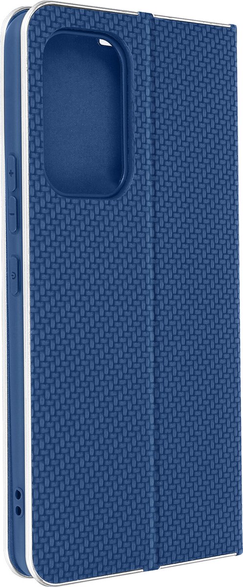 Forcell, Hoesje Geschikt voor Samsung A53 5G Carbon met Pasjeshouder, Carbonblauw