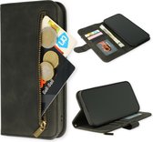 Casemania Hoesje Geschikt voor Samsung Galaxy S23 Plus Charcoal Gray - Luxe Kunstlederen Portemonnee Book Case met Rits