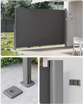 Zijluifel - Privacyscherm - Uittrekbaar - 2 x 3,5 m - Met vloerbeugel - Rookgrijs