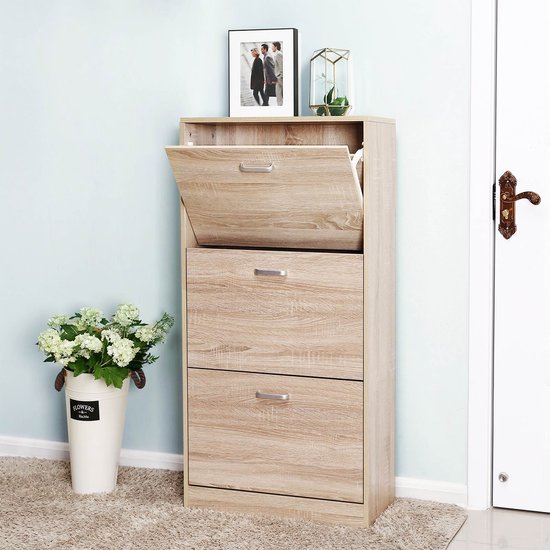 Meuble à chaussures - Meuble à chaussures - Rangement chaussures - Meuble à chaussures - Couleur chêne