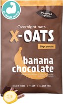 X-OATS - OVERNIGHT OATS - 24x70gr shake de flocons d'avoine - sain, végétalien, faible en sucre, sans gluten, 20g de protéines par portion - délicieux petit-déjeuner/repas, rapide et facile à préparer, 1 saveur - paquet de 24 [24x banane/chocolat]