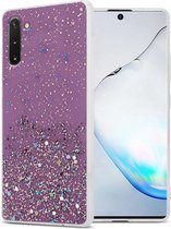 Cadorabo Hoesje geschikt voor Samsung Galaxy NOTE 10 in Paars met Glitter - Beschermhoes van flexibel TPU silicone met fonkelende glitters Case Cover Etui