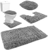 Badmat Set – 3 Delige Badkamer Mat – Douchemat – Anti-Slip – Vloerkleed – WC Mat – Toilet Mat