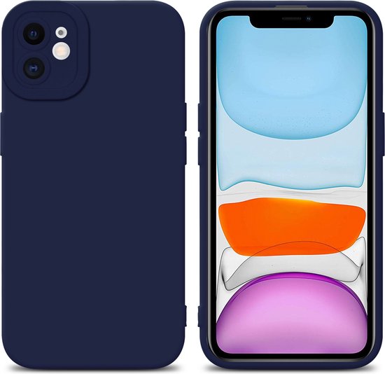 Coque bleu foncé pour Apple iPhone 11, avant et arrière montrées.