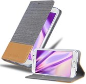 Cadorabo Hoesje geschikt voor Samsung Galaxy S6 in LICHTGRIJS BRUIN - Beschermhoes met magnetische sluiting, standfunctie en kaartvakje Book Case Cover Etui