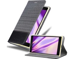 Cadorabo Hoesje geschikt voor Nokia Lumia 1520 in GRIJS ZWART - Beschermhoes met magnetische sluiting, standfunctie en kaartvakje Book Case Cover Etui