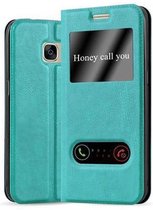 Cadorabo Hoesje voor Samsung Galaxy S7 in MUNT TURKOOIS - Beschermhoes met magnetische sluiting, standfunctie en 2 kijkvensters Book Case Cover Etui