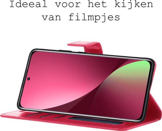 Xiaomi 12X Case Bookcase Cover Flip Case Book Cover 2x Avec Protecteur d'écran - Xiaomi 12X Cover Book Case Case - Rose Foncé