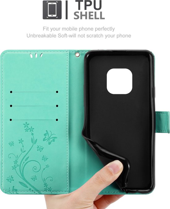 Cadorabo Hoesje geschikt voor Nokia XR20 in BLOEMEN TURKOOIS - Beschermhoes in bloemmotief met magnetische sluiting, standfunctie en kaartsleuven Book Case Cover Etui