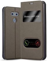 Cadorabo Hoesje geschikt voor LG G6 in STEEN BRUIN - Beschermhoes met magnetische sluiting, standfunctie en 2 kijkvensters Book Case Cover Etui