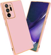 Cadorabo Hoesje voor Samsung Galaxy NOTE 20 ULTRA in Glossy Roze - Goud - Beschermhoes Case Cover van flexibel TPU-silicone en met camerabescherming