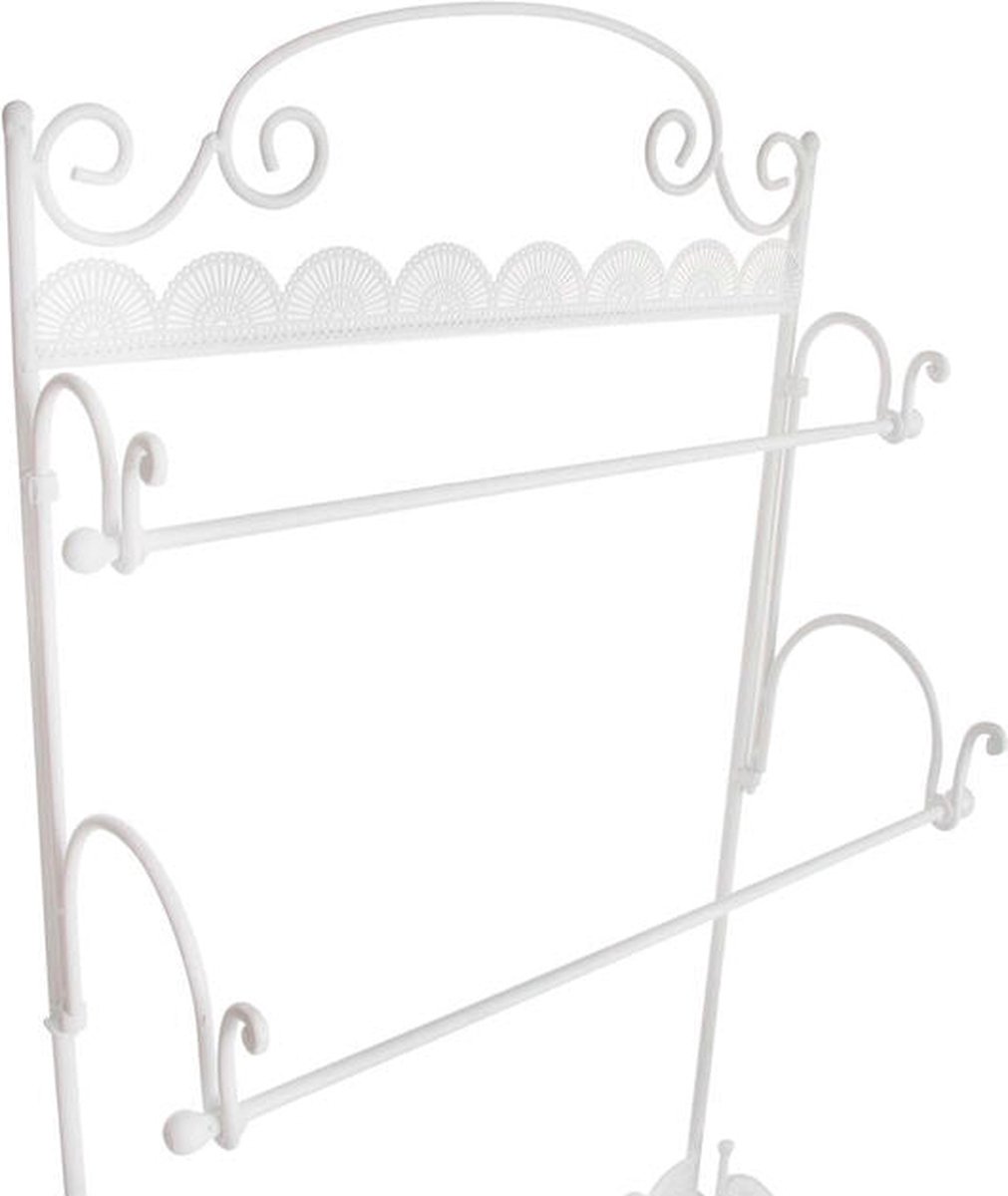Losstaand handdoekenrek DKD Home Decor Metaal Wit (46,5 x 20,5 x 128 cm)