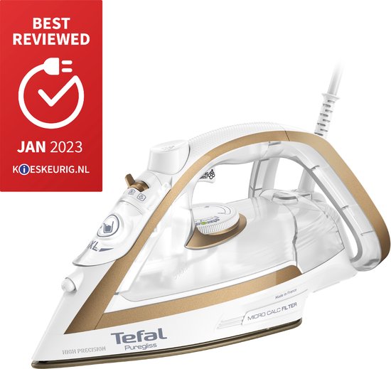 Tefal Puregliss FV8042 - Stoomstrijkijzer - 2900W - Goud, Wit