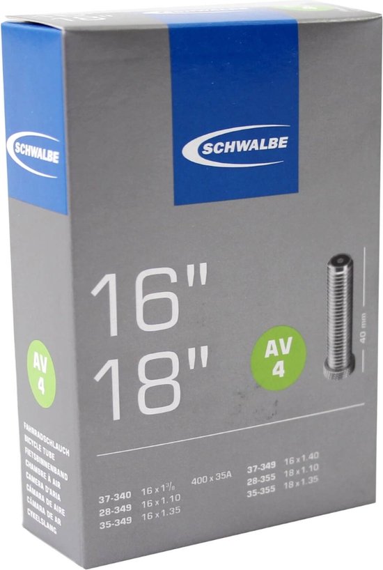 Schwalbe Binnenband - AV4 - 16 inch x 1 3/8 - 18 x 1.35 - Auto Ventiel - 40mm