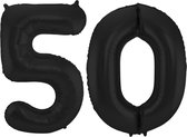Folat Folie ballonnen - 50 jaar cijfer - zwart - 86 cm - leeftijd feestartikelen