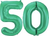 Folat Folie ballonnen - 50 jaar cijfer - glimmend groen - 86 cm - leeftijd feestartikelen