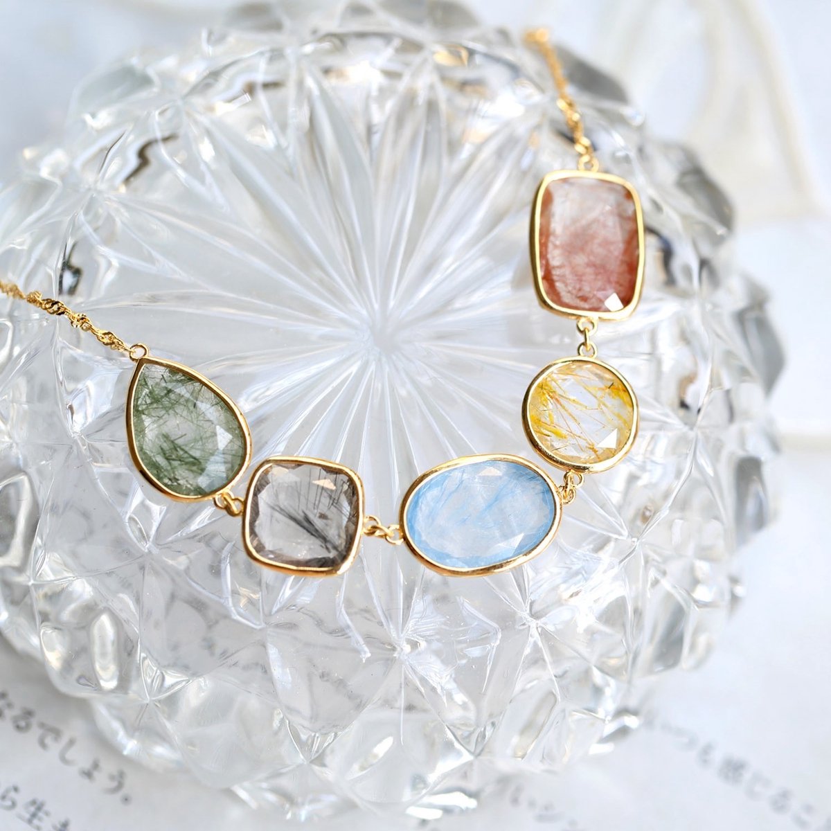 Snoep regenboog! Handgemaakte natuurlijke kwartskristallen grote stenen armbanden - AAAA-kwaliteit-5 stone-Rainbow