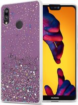 Cadorabo Hoesje geschikt voor Huawei P20 LITE 2018 / NOVA 3E in Paars met Glitter - Beschermhoes van flexibel TPU silicone met fonkelende glitters Case Cover Etui