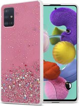 Cadorabo Hoesje geschikt voor Samsung Galaxy A51 4G / M40s in Roze met Glitter - Beschermhoes van flexibel TPU silicone met fonkelende glitters Case Cover Etui