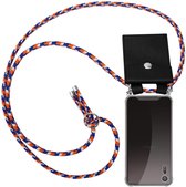Cadorabo Hoesje voor Sony Xperia XZ / XZs in ORANJE BLAUW WIT - Silicone Mobiele telefoon ketting beschermhoes met zilveren ringen, koordriem en afneembaar etui