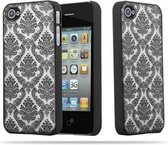 Cadorabo Hoesje geschikt voor Apple iPhone 4 / 4S in ZWART - Hard Case Cover Beschermhoes in gebloemd paisley henna design tegen krassen en stoten