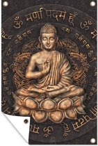 Muurdecoratie buiten Boeddha - Mantra - Meditatie - Spiritueel - Koper - 60x90 cm - Tuindoek - Buitenposter