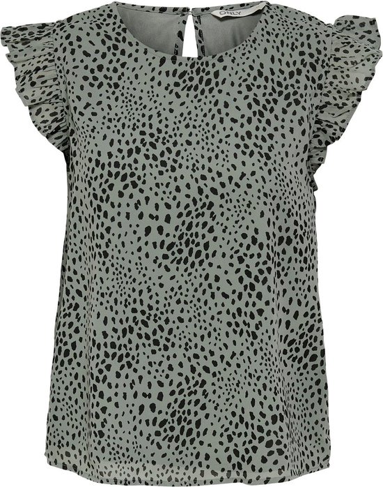 Only Top Onlann Star S/l Frill Top Noos Ptm 15251507 Seagrass/dot Leo Dames Maat - M
