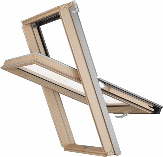 Solstro Lucarne en Bois avec Double Vitrage, Liée au Solin Universel - S6A, 114 x 118 cm