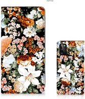 Smart Cover geschikt voor Samsung Galaxy A41 Dark Flowers