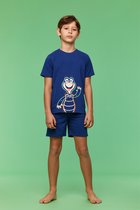 Woody pyjama jongens/heren - blauw - schildpad - 231-1-PLE-Z/856 - maat 140