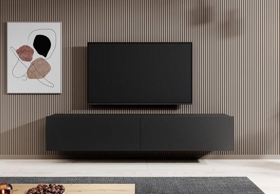Meubella - TV-Meubel Asilento - Mat zwart - 180 cm