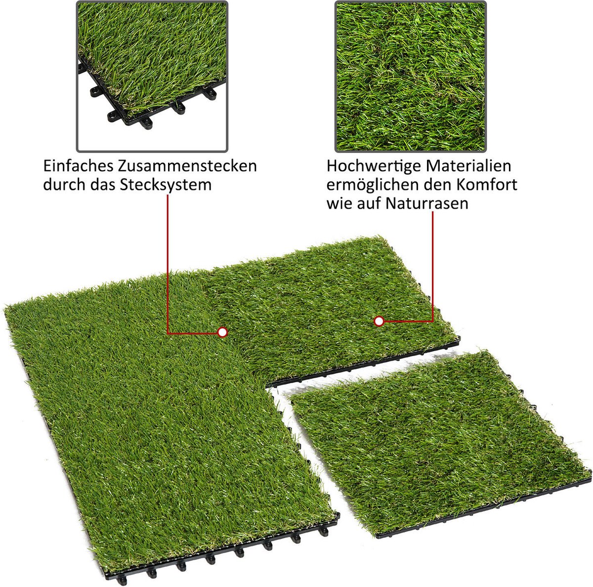 Kunstgras tegels 22 stuks Groen 30x30 cm