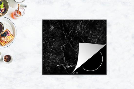 KitchenYeah© Inductie Beschermer 90x52 cm Keuken Decoratie Kookplaat Beschermer voor Inductiekookplaat Afdekplaat Anti Slip Mat - Marmer - Goud - Wit - Luxe - Marmerlook - Glitter