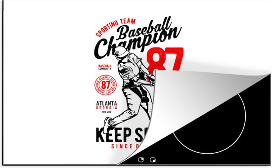 Foto: Kitchenyeah inductie beschermer 81 2x52 cm mancave honkbal zwart wit vintage kookplaataccessoires afdekplaat voor kookplaat inductiebeschermer inductiemat inductieplaat mat