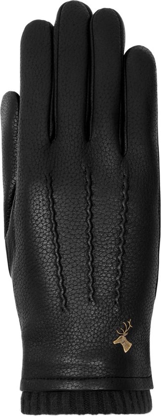 Schwartz & von Halen Handschoenen Dames - Emily - hertenleren (American deerskin) handschoenen met warme wollen voering - Zwart maat 7,5