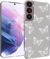 Samsung Galaxy S22 Hoesje Siliconen - iMoshion Design hoesje - Grijs / Butterfly