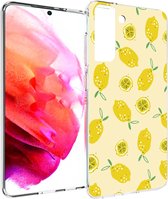 iMoshion Hoesje Geschikt voor Samsung Galaxy S21 FE Hoesje Siliconen - iMoshion Design hoesje - Geel / Lemons