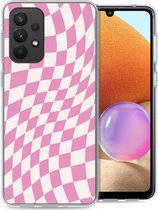 iMoshion Hoesje Geschikt voor Samsung Galaxy A33 Hoesje Siliconen - iMoshion Design hoesje - Roze / Retro Pink Check