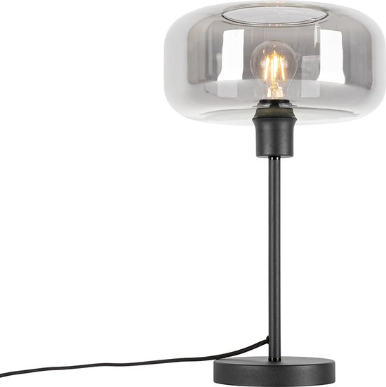 QAZQA bizle - Art Deco Tafellamp - 1 lichts - H 46 cm - Grijs - Woonkamer |  Slaapkamer... | bol.com