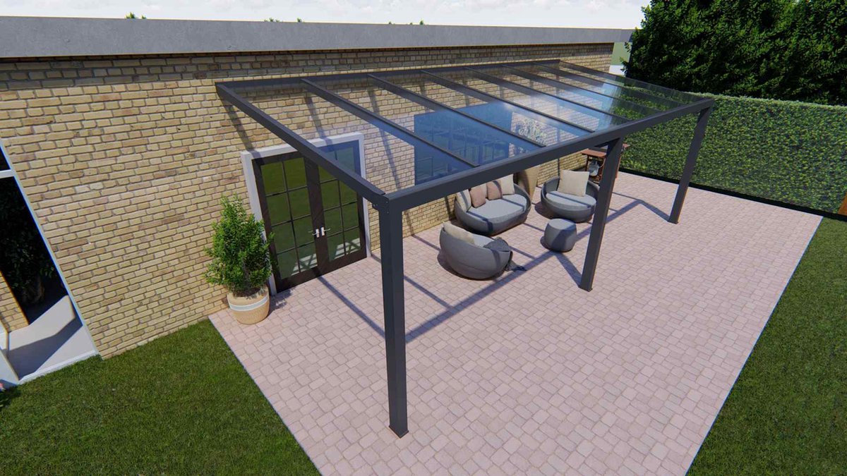 Benelux Veranda 6,70 mt x 2,80 mt – Anthracite – Glass - inclusief montage
