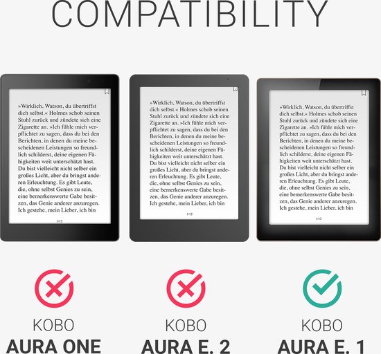 kwmobile Flip cover eReader hoesje geschikt voor Kobo Aura Edition 1 - Met handvat - In donkergrijs van kwmobile — afbeelding 2